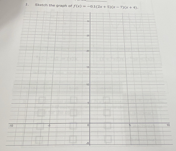 Sketch the graph of f(x)=-0.1(2x+5)(x-7)(x+4). 
0