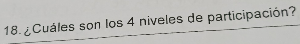 ¿Cuáles son los 4 niveles de participación?