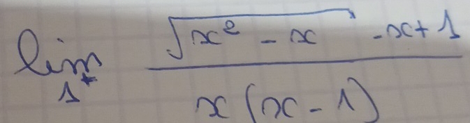 limlimits _1^(.frac sqrt(x^2-x)-x+1)x(x-1)