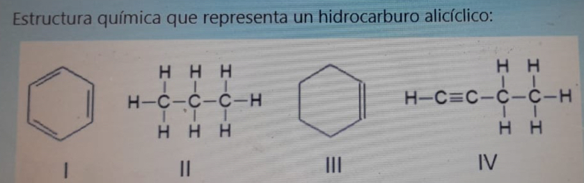 Estructura química que representa un hidrocarburo alicíclico:
|
ⅢI H-Cequiv C-C-xi -xi -H-H