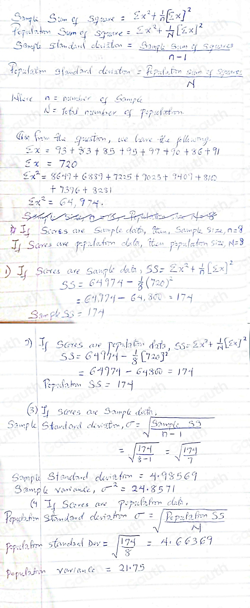 Solved: Calculating standard deviation and variance using the ...
