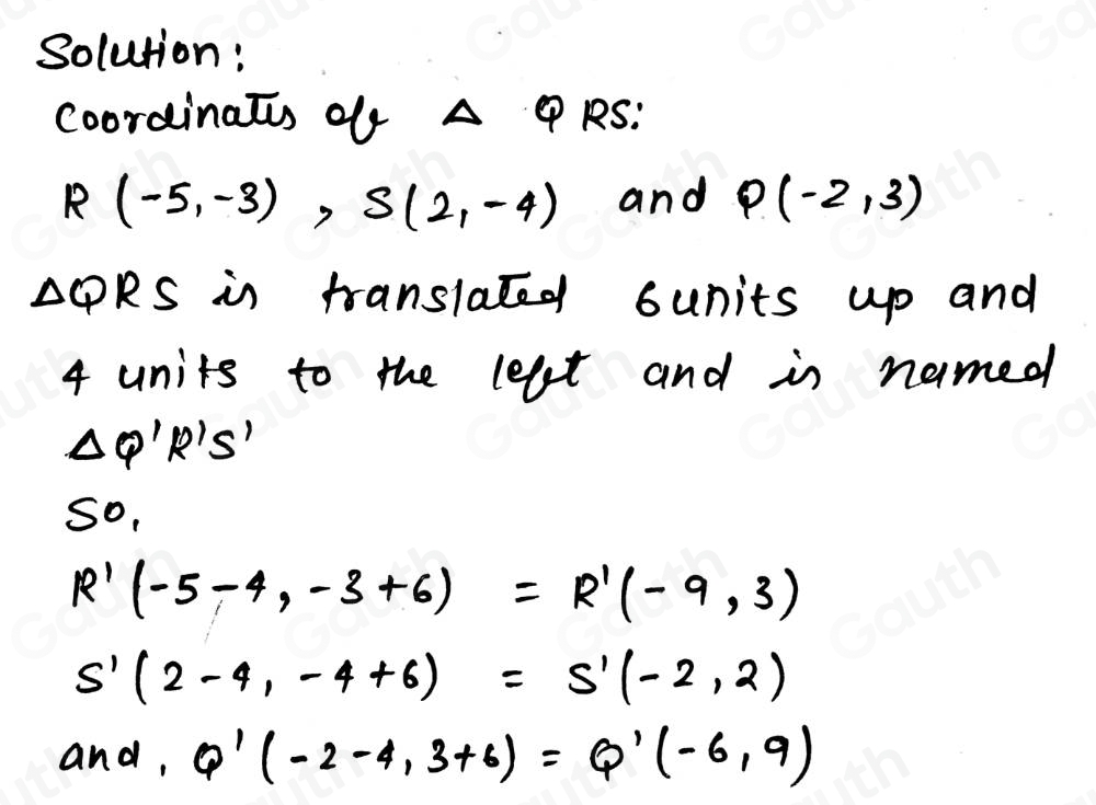 Solved: Triangle QRS is shown on the coordinate plane below. Triangle Q ...