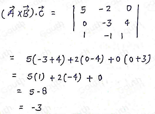 Solved: Let A=(5i-2j), B=(-3j+4k) , and C=(i-j+k). What is (A* B)· C ...