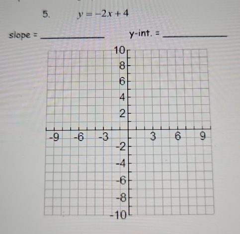 y=-2x+4
slope =_ y-int. =_