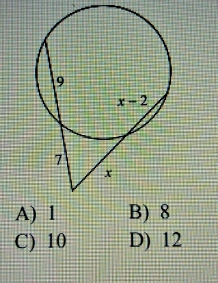 A) 1 B) 8
C) 10 D) 12