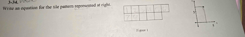 3-34. 
Write an equation for the tile pattern represented at right.
5
5
Figure 1