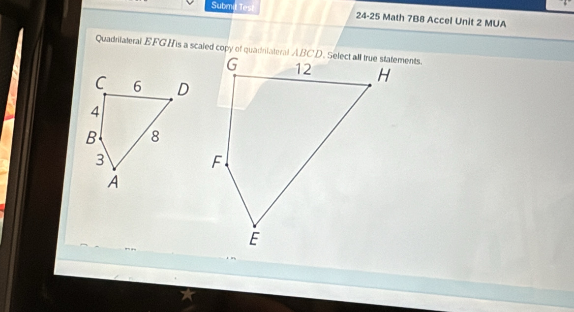 Submit Test 24-25 Math 7B8 Accel Unit 2 MUA