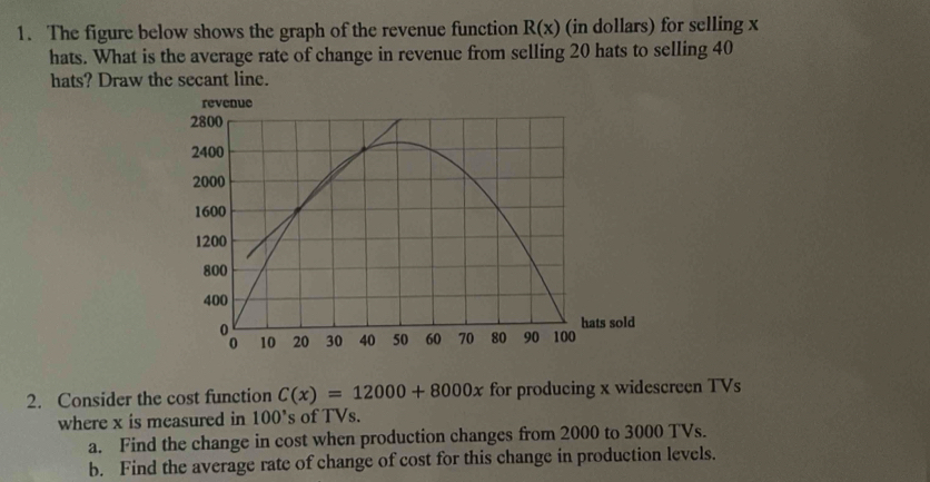 Solved: The figure below shows the graph of the revenue function R(x ...