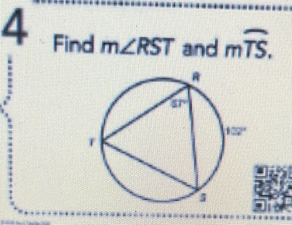 Find m∠ RST and mwidehat TS,