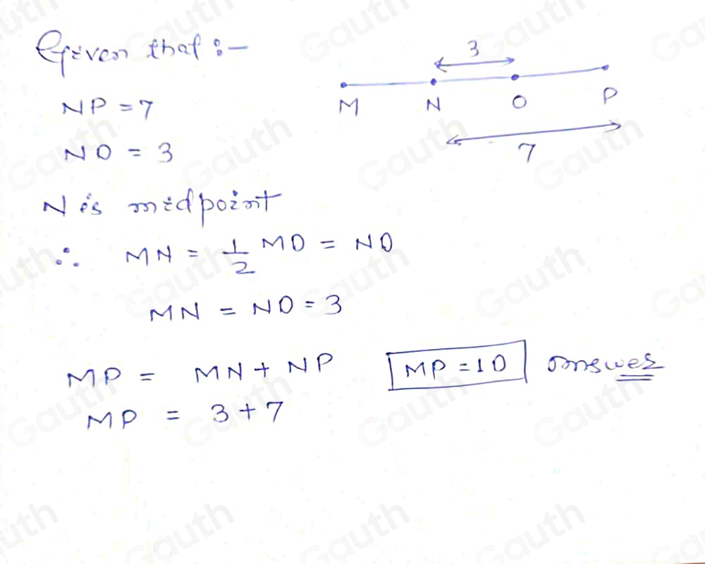 Solved: Segment addition and midpoints In the figure below, O is ...