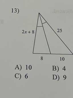 A) 10 B) 4
C) 6 D) 9