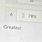 10
6 78%
Greatest