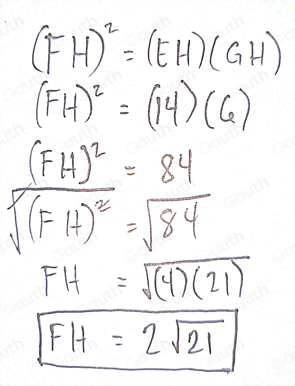 Solved: If EH=14 and GH=6 , what is FH? [Chemistry]