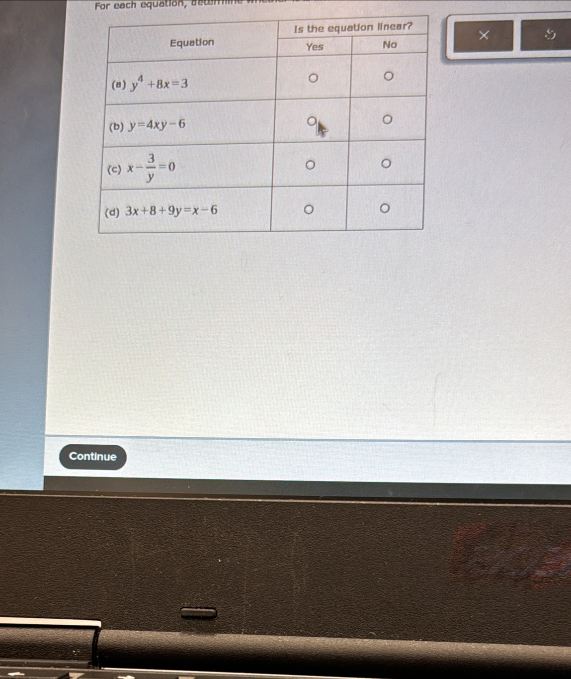 For each equation, deterin
×
Continue