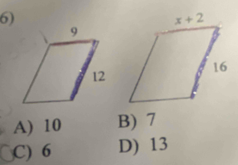 A) 10
B) 7
C) 6
D) 13