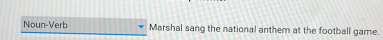 Noun-Verb Marshal sang the national anthem at the football game.