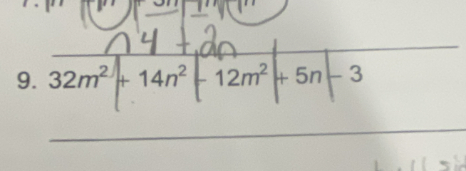 32m²+ 14n² - 12m² + 5n − 3