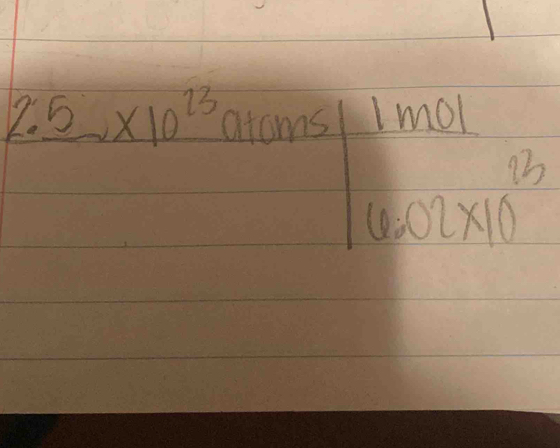 frac 5* 10^(23) aroms u
 1mol/602* 10^(23) 