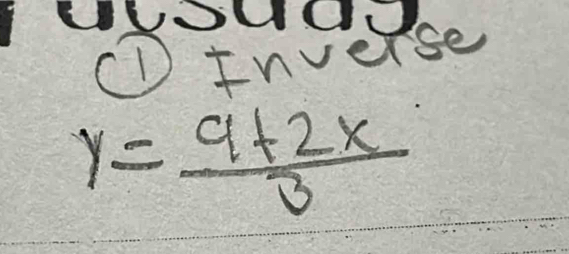 ① Inverse
y= (9+2x)/3 