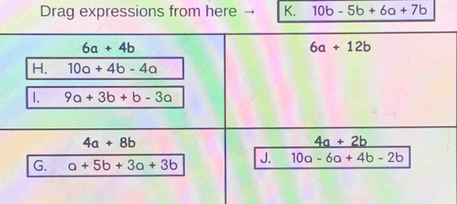 Drag expressions from here K. 10b-5b+6a+7b