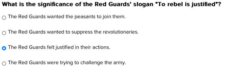 Solved: What is the significance of the Red Guards' slogan 