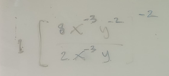 beginbmatrix 8x^(-3)y^(-2) 2x^3yend(bmatrix)^(-2)