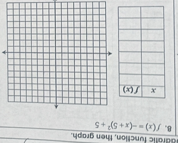 adratic function, then graph.
8. f(x)=-(x+5)^2+5