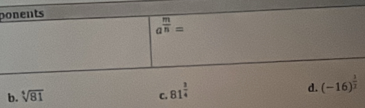 d.
b. sqrt[6](81)
C. 81^(frac 3)4