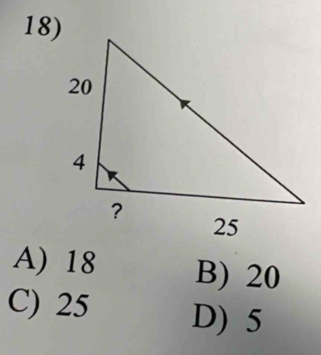 A) 18
B) 20
C) 25
D) 5