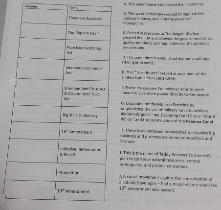 Answer Term A. This amendment established the income tax.
et
rld
al
big
d
c
of
the