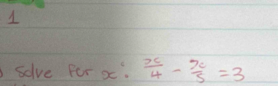 solve for o.  x/4 - x/5 =3