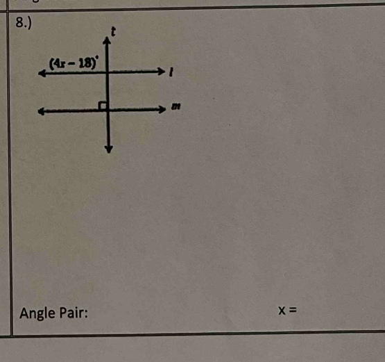 Angle Pair:
x=