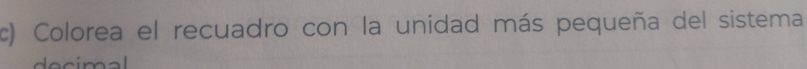 Colorea el recuadro con la unidad más pequeña del sistema