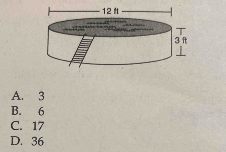 A. 3
B. 6
C. 17
D. 36