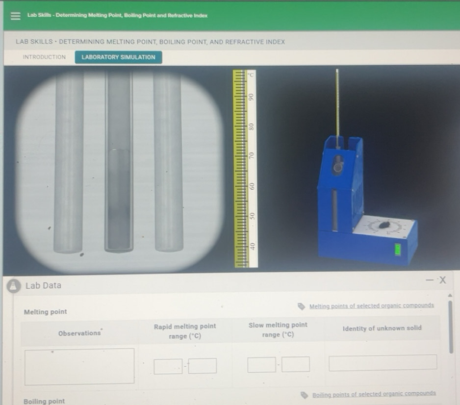 Solved: Lab Skills - Determining Melting Point, Boiling Point and ...