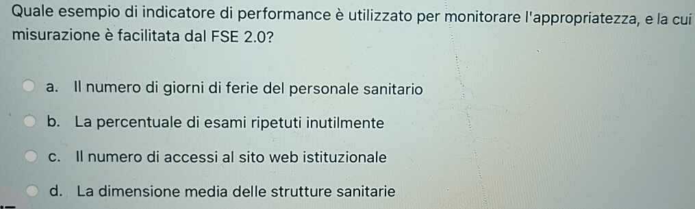Risolto:Quale esempio di indicatore di performance è utilizzato per ...