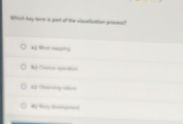 Whhich kay darm is gat off the vsualization proscess?
ao) Mnd mng
() Charse aperéton
ab) Siury Slnoμmon