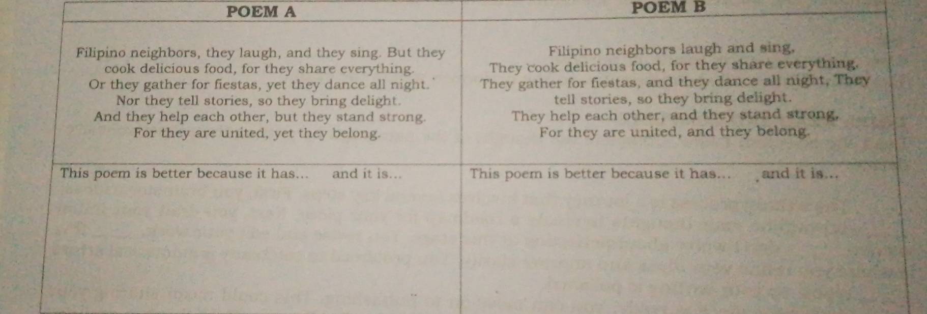 POEM A POEM B