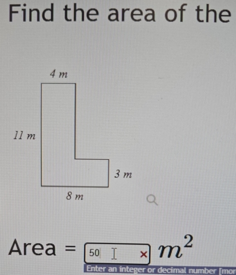 Find the area of the 
Area =□ mm^2 
Enter an integer or decimal number (mor