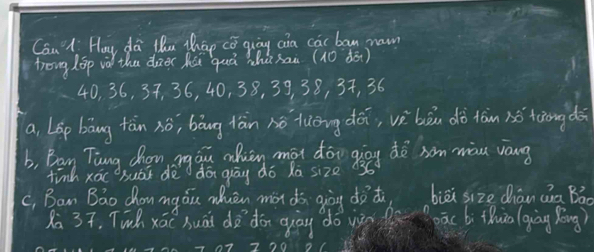 Canl How da thu thao cō guāg aia cai ban naw 
trong lop và the dào( Kú quá hhù xai (10à)
40, 36, 37, 36, 40, 38, 39, 38, 37, 36
a, Lep bāng tàn xò, bòug tàn nó luèng dói, vèbòn dà tàn nǎ tàong dà 
C, Ban Bao chon mgáu wuān màn dà qiòg dàdi biāi size diān Qa Bāo
x37, Twh, xái huài dǎ don giòu do vg epāc b thu lgiàng Bāng)