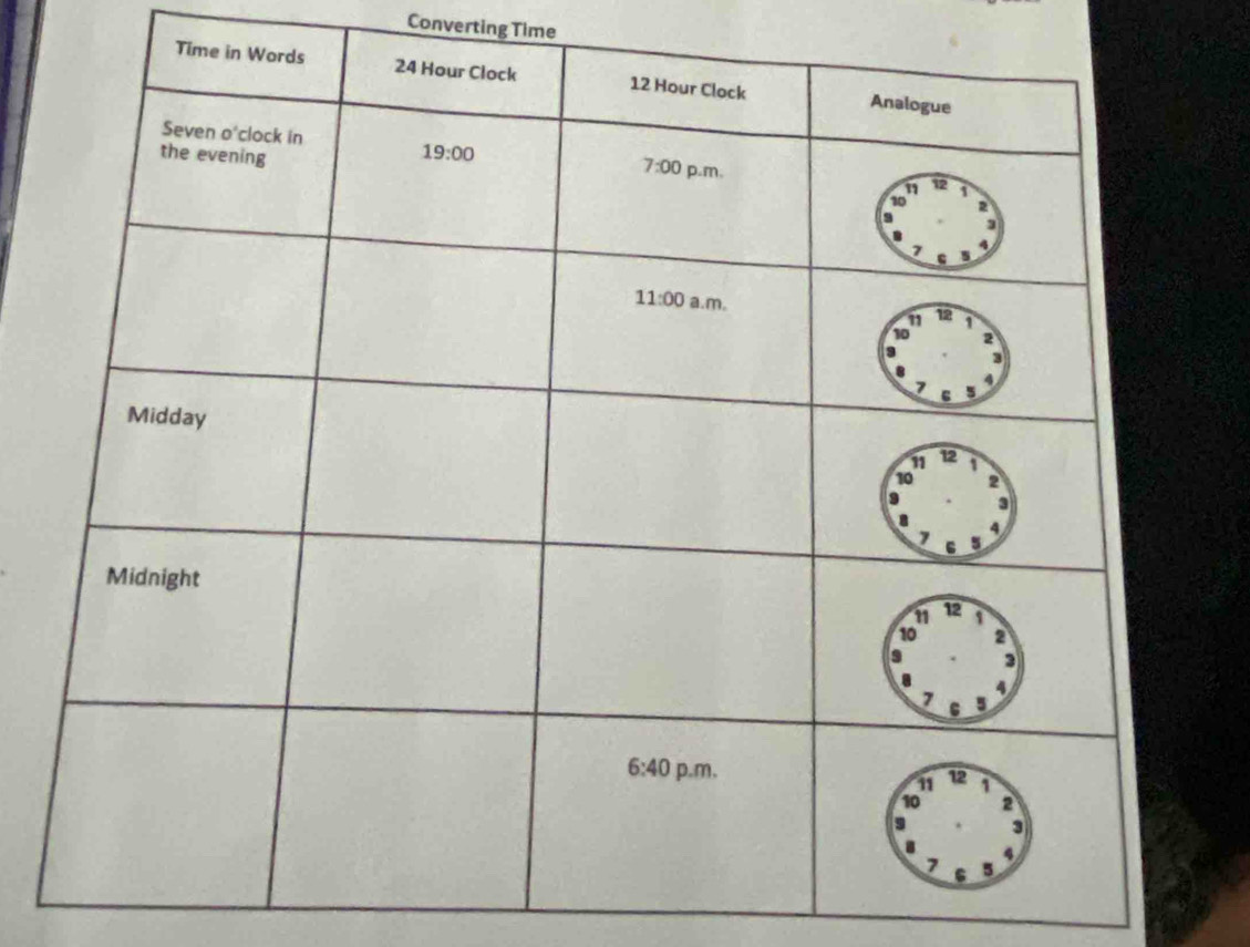 Converting Time
T