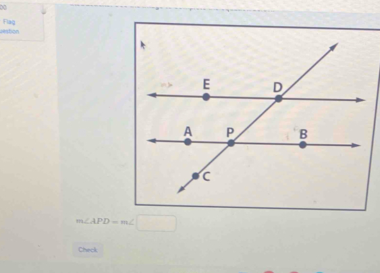 Flag 
aestion
m∠ APD=m∠ □
Check