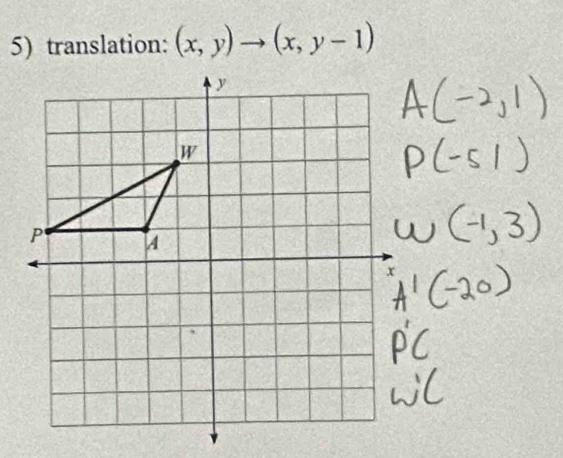 translation: (x,y)to (x,y-1)