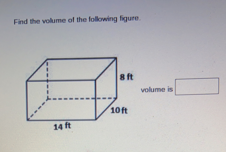 Find the volume of the following figure.
volume is