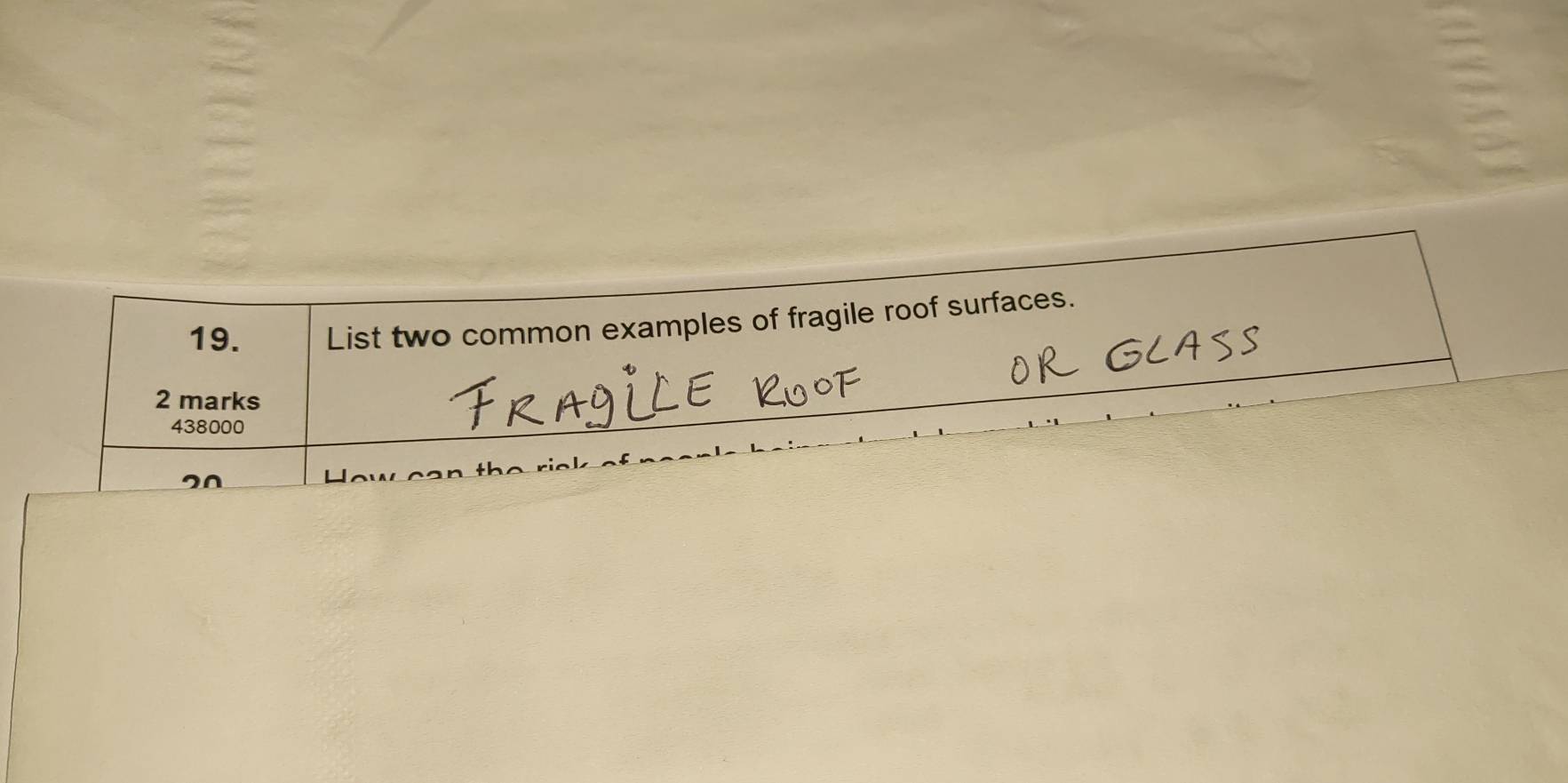 Solved: List two common examples of fragile roof surfaces. 2 marks ...
