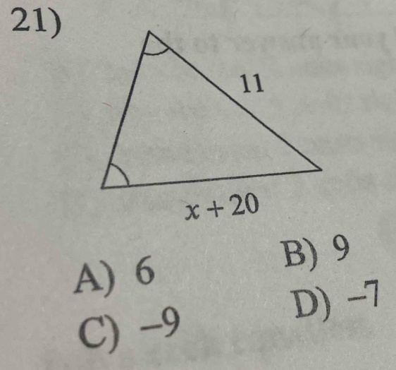 A) 6
B) 9
C) −9
D) -7