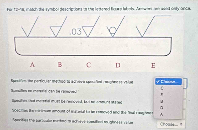 Solved: For 12-16, match the symbol descriptions to the lettered figure ...