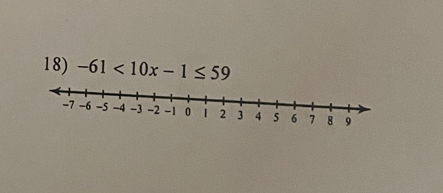 1 8) -61<10x-1≤ 59