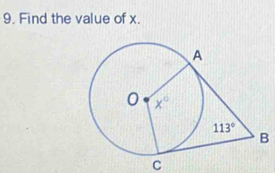 Find the value of x.
B
C