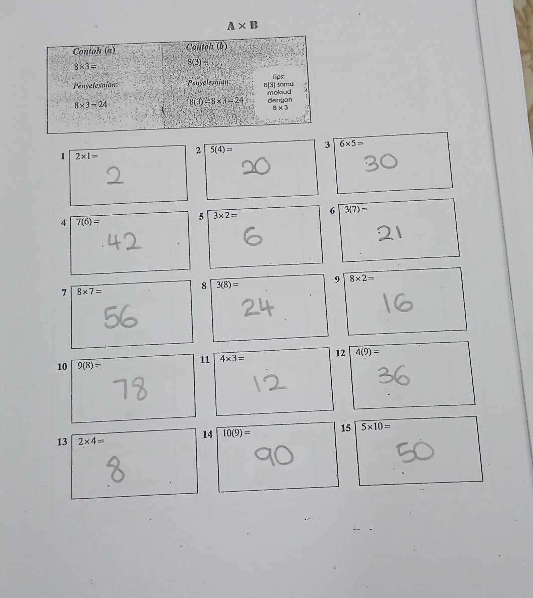 A* B
2 5(4)=
3 6* 5=
1 2* 1=
4 7(6)=
5 3* 2=
6 3(7)=
9 8* 2=
7 8* 7=
8 3(8)=
56
11 4* 3= 12 4(9)=
10 9(8)=
14 10(9)=
15 5* 10=
13 2* 4=